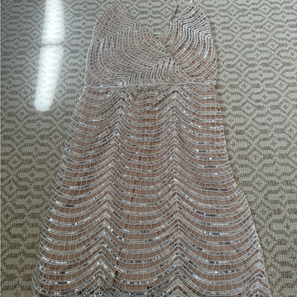 Lulu's Silver and Cream Mini Dress